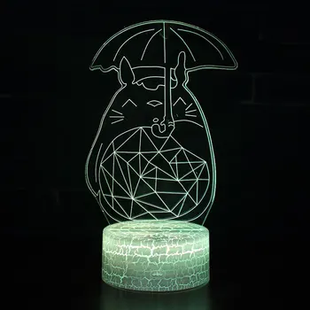 Totoro tema 3D-Lampe LED nat lys 7 farveskift Touch Humør Lampe Julegave Dropshippping