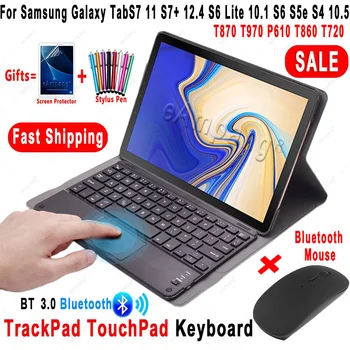 Touchpad Keyboard Case Til Samsung Galaxy Tab S7 11 S7+ Plus 12.4 S6 Lite 10.4 S6 S5e S4 10.5 T870 T970 P610 T860 T720 Mus