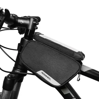 Touchscreen vandafvisende Cykling Cykel Cykel Foran Rammen Top Tube Dobbelt Pose Cykeltasker med 5,7 tommer Mobil mobiltelefon Tilfælde