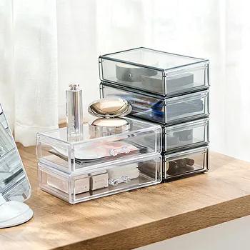 Transparent Akryl Opbevaring Box Skuffe Makeup Organizer Smykker Kosmetiske Opbevaringsboks Hjem Diverse Opbevaring Indehavere