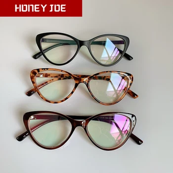 Trendy Forestilling ramme cat eye Briller ramme Kvinder, klar linse brand Designer Briller optisk nærsynethed nørd sort lilla briller