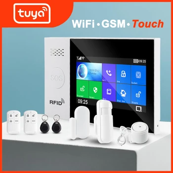 Tuya WiFi GSM-home Security Beskyttelse smart Alarm System Touch screen Indbrudstyv kit Mobile APP Fjernbetjening RFID Arm-og Frakoble