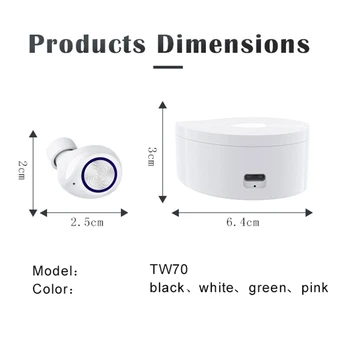 TW70 Bluetooth-Hovedtelefoner Trådløse TWS Mini Øretelefoner Med Dobbelt Mikrofon Stereo Hovedtelefoner