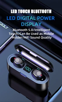 TWS F9 Trådløse Hovedtelefoner 5.0 Bluetooth Hovedtelefon HIFI Mini Sports ørepropper, der Kører Headset Støtte iOS/Android-Telefoner HD-Opkald