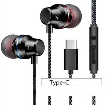 Type C Usb-Musik In-ear Øretelefon til Xiaomi 6 Audifonos Kablede ørepropper Line Kontrol Headset Hovedtelefoner med Mikrofon