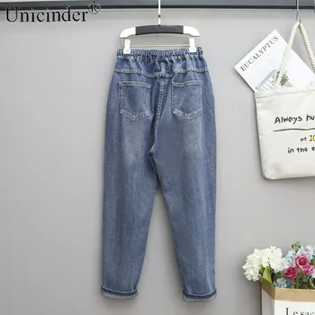 Unicinder 2021Jeans Plus Size Kvinder, har Løs Harem Bukser Radise Bukser i Fuld Længde med Elastik i Taljen 5xl Plus Size Kvinder #8265