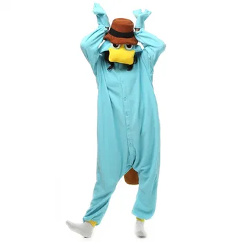 Unisex Perry the Platypus Kostumer Onesies Monster Cosplay Pyjamas Voksen Pyjamas Dyr Nattøj Buksedragt