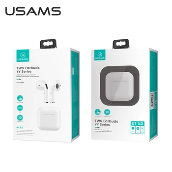 USAMS Mini Trådløse Hovedtelefoner 4th Generation Øretelefoner TWS Bluetooth Hovedtelefoner Stereo Lyd Trådløse Headsets Øretelefoner Telefon