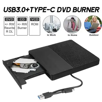 USB 3.0/Type-C Eksternt DVD-Drev Optisk Drev i bærbare DVD-RW CD-brænder Suppot SD-kort Reader for Mac Bærbar Windows PC