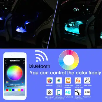 USB Bil Interiør Atmosfære LED RGB Strip Light Dash-Gulvtæppe Fod RGB LED Strip Dekorative Lys, Musik, Lyd APP Control Belysning