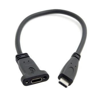 USB-C USB-3.1 Type C Mandlige og Kvindelige Udvidelse Data Kabel med Panel Mount Skrue Hul Længde: 20cm Type C-stik er den nye