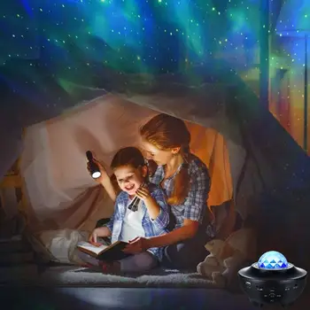 USB LED Galaxy Projektor Ocean Wave LED Nat Lys, Musik Afspiller Fjernbetjening Stjernede Roterende Nat Lys For Børne Soveværelse Lampe