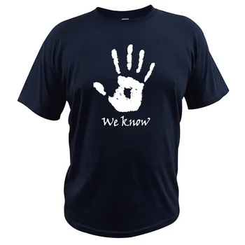 Vi Kender T-shirt Skyrim Mørke Broderskab Hånd kortærmet Shirt med O-hals Bomuld, Behagelig T-Shirt Spil Mænd Streetwear