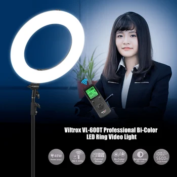 Viltrox VL-600T LED-Ring Lampe, Bi-color Trådløse Fjernbetjening + Light Stander til Kamera Foto Studio For YouTube-Video Viser Live
