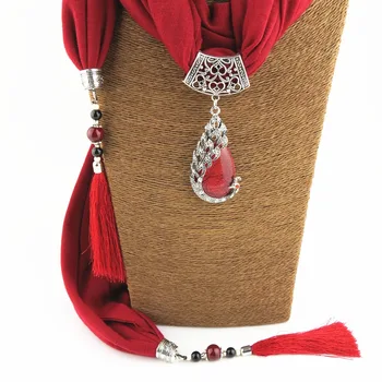 Vintage Vand Drop Form Vedhæng Tørklæde Halskæde med Krystal for Kvinder Lang Kvast Tørklæde Smykker Med Perler Etniske Smykker