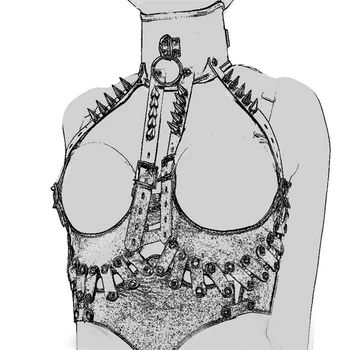 Women ' s Open Bryst, Bra&Underwear,Lock-Down Læder Talje Cincher Corset med Spidse Krave,Bdsm Trældom Erotisk Kostume Sex Legetøj