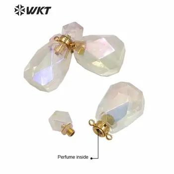 WT-P1593 WKT eksklusive nye fantastiske guld Aura crystal quartz facetteret parfume olie vedhæng hotsale kvinder angel farve flaske vedhæng