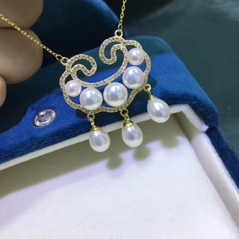 YIKALAISI 925 Sterling Sølv Naturlige Ferskvands Perle Vedhæng Smykker Til Kvinder i Kinesisk Stil Halskæde Engros