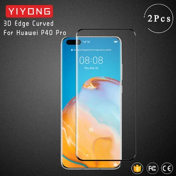 YIYONG 3D-Kant Buet Glas Til Huawei P40 Pro Plus + Hærdet Glas skærmbeskyttelse Til Huawei Mate 40 30 Pro 20 P30 Pro Glas