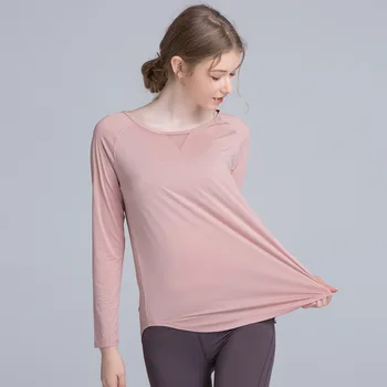 Yoga-Shirts Tilbage Furcation Yoga Tøj med Lange Ærmer Mesh Hurtig Tør Sport Kvinders Fitness Tøj, sportstøj Solid