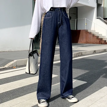 ZHISILAO Ny Bred Ben Lige Jeans Kvinder Kæreste Høj Talje Denim Bukser Plus Size Streetwear Jeans Loose Jeans 2021