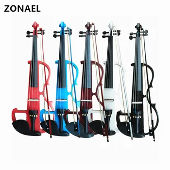 ZONAEL Fuld Størrelse 4/4 Massivt Træ Tavse Elektriske Violin Violin Ahorn Krop Ibenholt Gribebræt Pinde Hage Resten Tailpiece