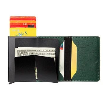 Zovyvol 2020 Blandet Farve Pu Læder Aluminium Card Wallet RFID-Kortholderen Travel Card Tilfælde Patchwork Slank Mini Pung