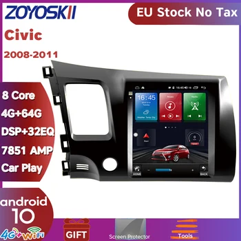 ZOYOSKII Android 10 os 10.4 tommer lodret skærm BIL radio GPS-navigation, bluetooth afspiller til højre venstre Honda Civic 2008-2011