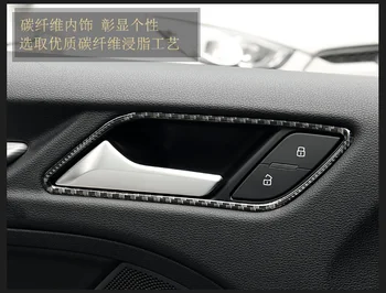 Ægte Carbon Fiber Indvendige dørhåndtag Døren Skål Dekorative Dække Trim For Audi A3 8V 2016