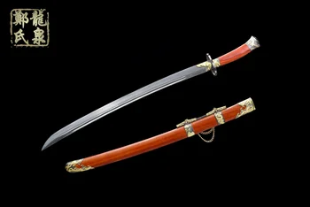 Ægte Kinesisk Sværd Smedet Damaskus Stål Antikke Qing Dao Rød Rose Skede Håndlavet Fuld Kniv-Skarpe Sværd