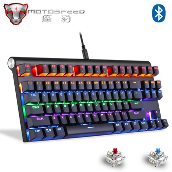 Ægte Motospeed K83 Spil Mekanisk Tastatur USB-kablet Bluetooth Dual-mode Anti-ghosting LED MIX Baggrundslys til gamer Tastatur
